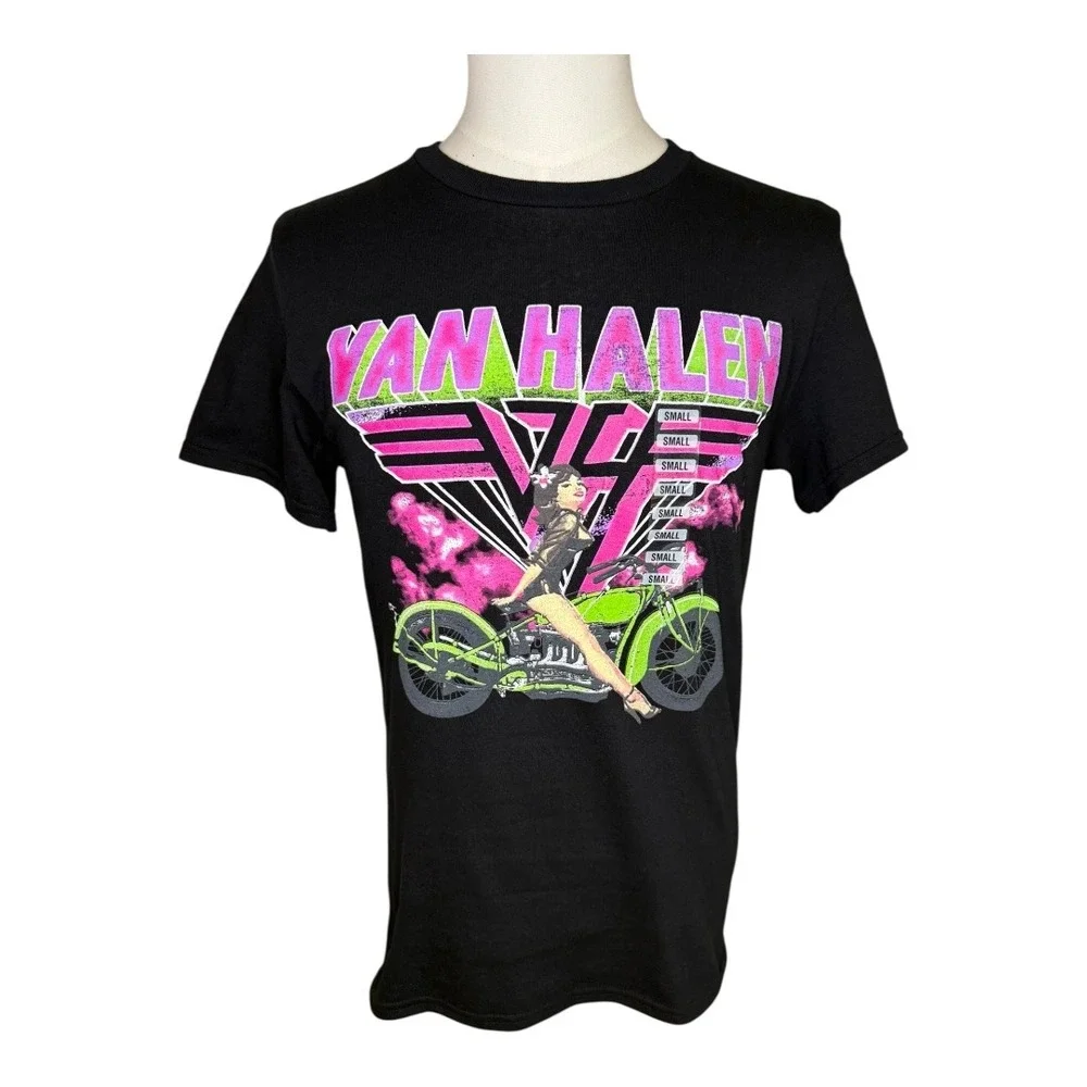 Van Halen Graphic Tee Motorcycle Black Short Sleeve Rock Band T-Shirt Size Small